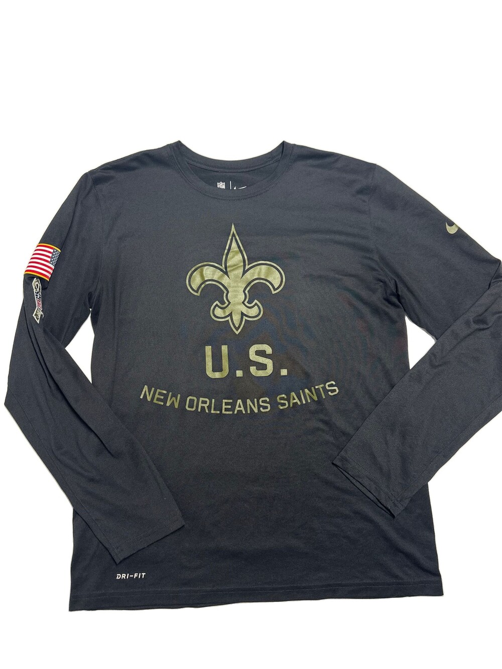 Nike New Orleans Saints NFL Salute to Service Dri-FIT Long Sleeve Shirt Men’s M